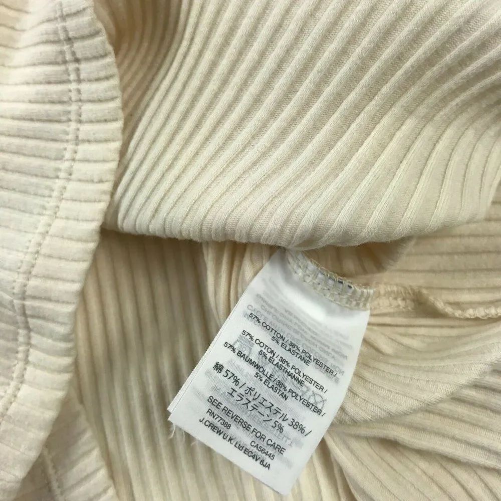J.Crew Womens Blouse Stretch Top Ribbed Knit Ivory Flare Long Sleeve Shirt XS - Picture 10 of 12